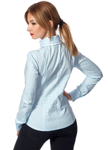 Голубой кэжуал рубашка в горошек SL-Fashion