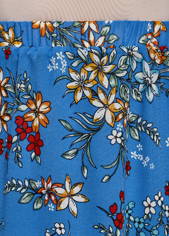 Темно-голубая кэжуал цветочной расцветки юбка Oodji миди