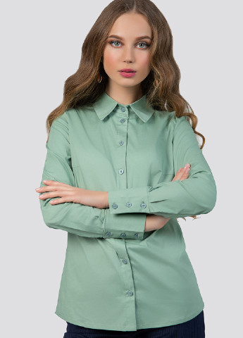 Оливковая кэжуал рубашка однотонная Azuri