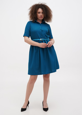 Темно-синее кэжуал платье клеш Dioni однотонное