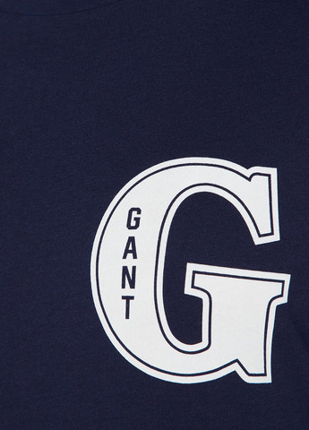 Лонгслів Gant логотип синій кежуали бавовна, трикотаж