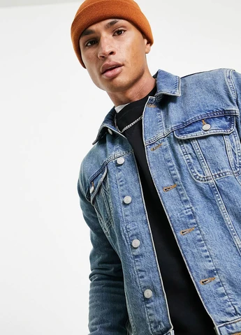 Темно-блакитна демісезонна куртка Asos