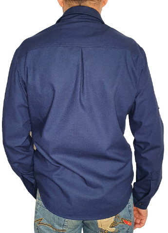 Синяя кэжуал рубашка однотонная No Brand