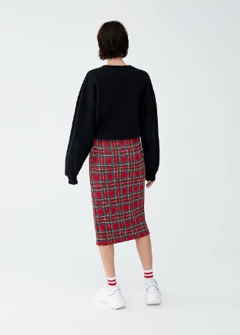Красная кэжуал в клетку юбка Pull & Bear карандаш