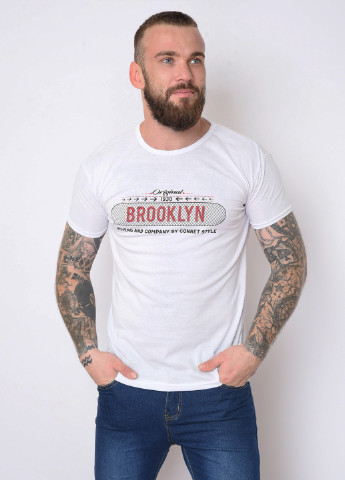 Белая футболка мужская белого цвета с надписями Let's Shop