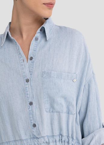 Голубое джинсовое платье рубашка Replay однотонное