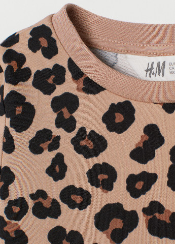 H&M свитшот анималистичный бежевый кэжуал