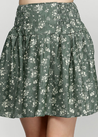 Оливково-зеленая кэжуал цветочной расцветки юбка Bangkok Look мини