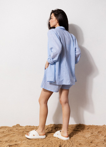 Голубая всесезон пижама (рубашка, шорты) рубашка + шорты Kari Shop Atelier