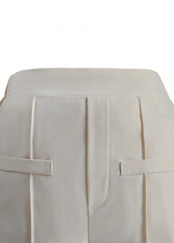 Кремовые кэжуал, классические демисезонные прямые брюки SHEIN