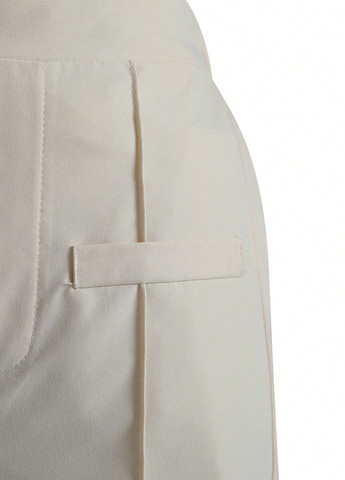 Кремовые кэжуал, классические демисезонные прямые брюки SHEIN