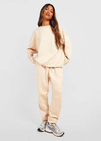 Светло-бежевый свитшот Boohoo однотонный без декора (266152357)