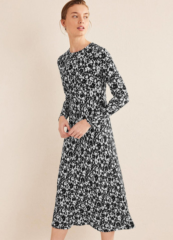 Черно-белое кэжуал платье Boden с цветочным принтом