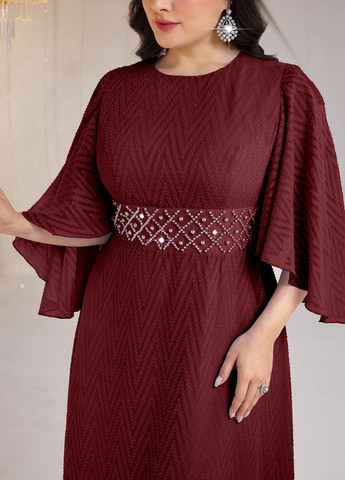 Бордовое праздничный платье а-силуэт SHEIN однотонное