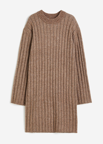 Темно-бежевое кэжуал платье платье-свитер H&M меланжевое