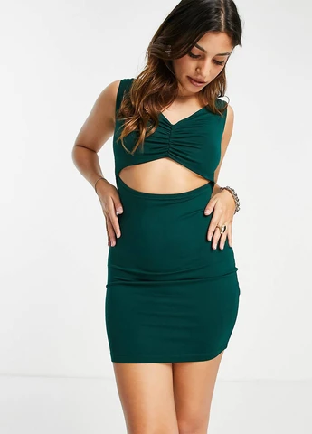 Зеленое коктейльное, кэжуал платье силуэтная Asos однотонное