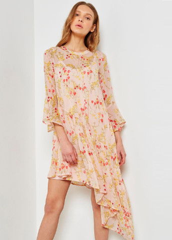 Персиковое кэжуал платье оверсайз Vero Moda с цветочным принтом