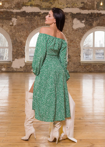Зеленое деловое платья ISSA PLUS леопардовый
