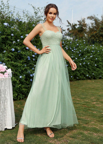 М'ятна святковий сукня кльош SHEIN однотонна