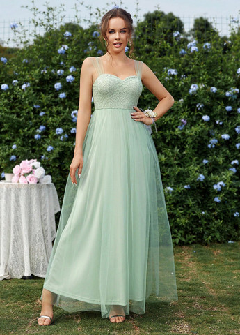 М'ятна святковий сукня кльош SHEIN однотонна