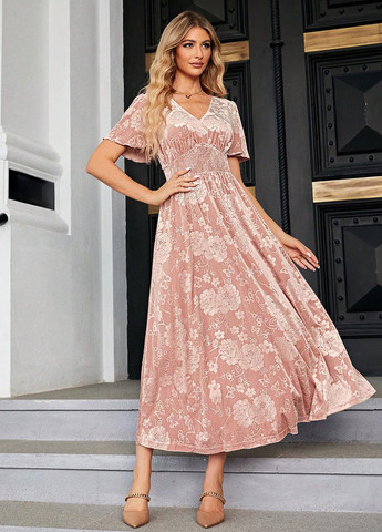 Рожева кежуал сукня в стилі армпір SHEIN з квітковим принтом