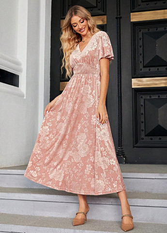 Рожева кежуал сукня в стилі армпір SHEIN з квітковим принтом