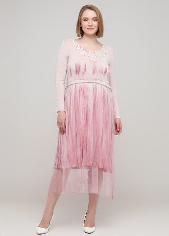 Світло-рожева кежуал сукня сукня светр, кльош Made in Italy з градієнтом