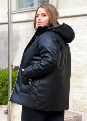 Черная зимняя зимняя куртка из экокожи алесия Look & Buy