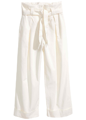Белые кэжуал демисезонные клеш брюки H&M