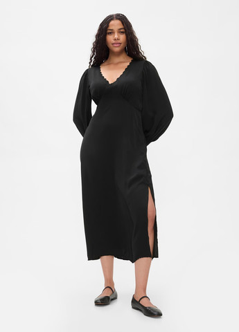 Черное кэжуал платье а-силуэт Gap однотонное