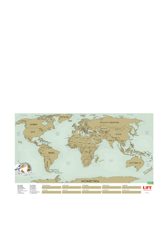 Скретч карта світу англійською мовою, 880х520 мм UFT (27688207)