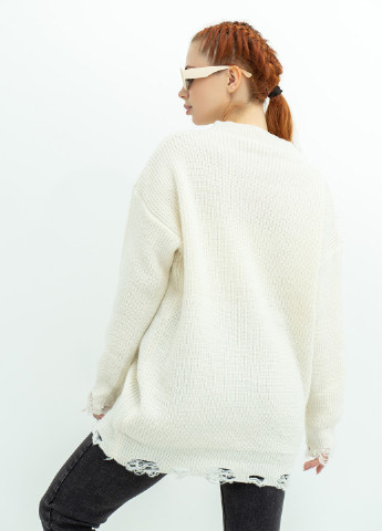 Молочный зимний свитер женский пуловер ISSA PLUS WN20-393