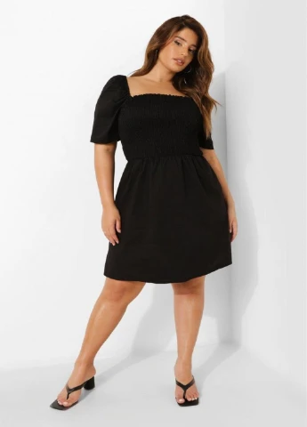 Черное кэжуал платье Boohoo однотонное