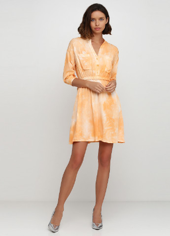 Оранжевое кэжуал платье клеш Zone с абстрактным узором