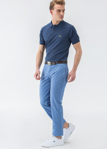 Светло-синие кэжуал летние укороченные, зауженные брюки Lacoste