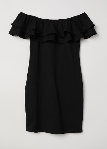 Чорна кежуал сукня з відкритими плечима H&M