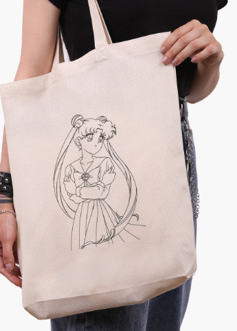 Еко сумка шоппер біла Аніме Сейлор Мун (Anime Sailor Moon) (9227-1768-WTD) екосумка шопер 41*39*8 см MobiPrint (216642165)