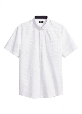 Белая кэжуал рубашка однотонная H&M с коротким рукавом