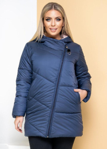 Синя жіноча стьобана куртка з плащової тканини р.60 375704 New Trend