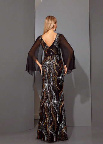 Черное вечернее платье силуэтная SHEIN