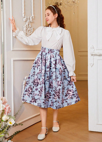 Комбінований демісезонний комплект (блуза, спідниця) SHEIN