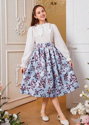 Комбінований демісезонний комплект (блуза, спідниця) SHEIN