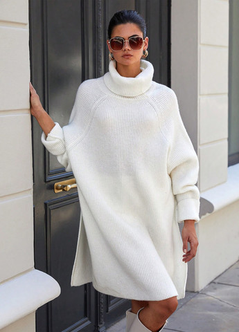 Білий кежуал сукня сукня светр, оверсайз SHEIN однотонна