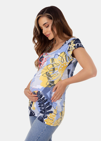 Голубая летняя футболка для беременных и кормящих Milk and the City