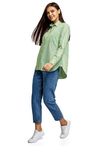 Зеленая кэжуал рубашка в полоску Oodji