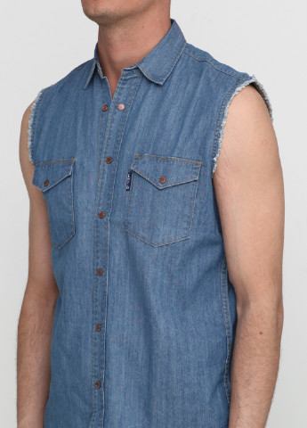 Голубой джинсовая рубашка однотонная Emmett