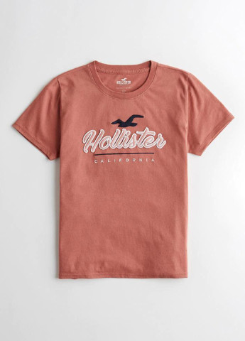 Терракотовая летняя футболка Hollister