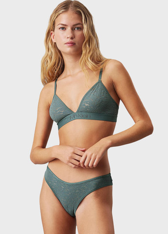 Серо-зелёный триэнджел бюстгальтер Calvin Klein без косточек полиамид, кружево