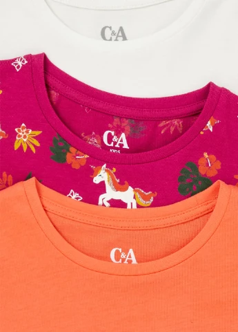 Комбинированная летняя футболка (3 шт.) C&A