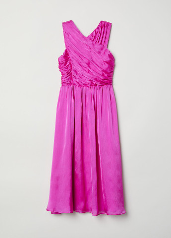 Фуксинова (кольору Фукія) коктейльна плаття кльош H&M однотонна